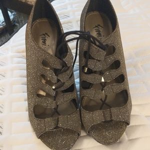 Fancy, high heeled dress shoes, glitter